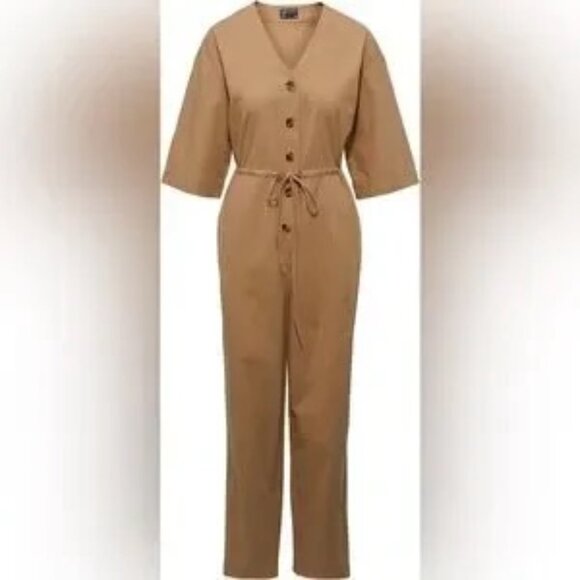 Women's Frank and Oak The Kapok Jumpsuit Cotton Blend Short Sleeve V-Neck Size M - Picture 2 of 8